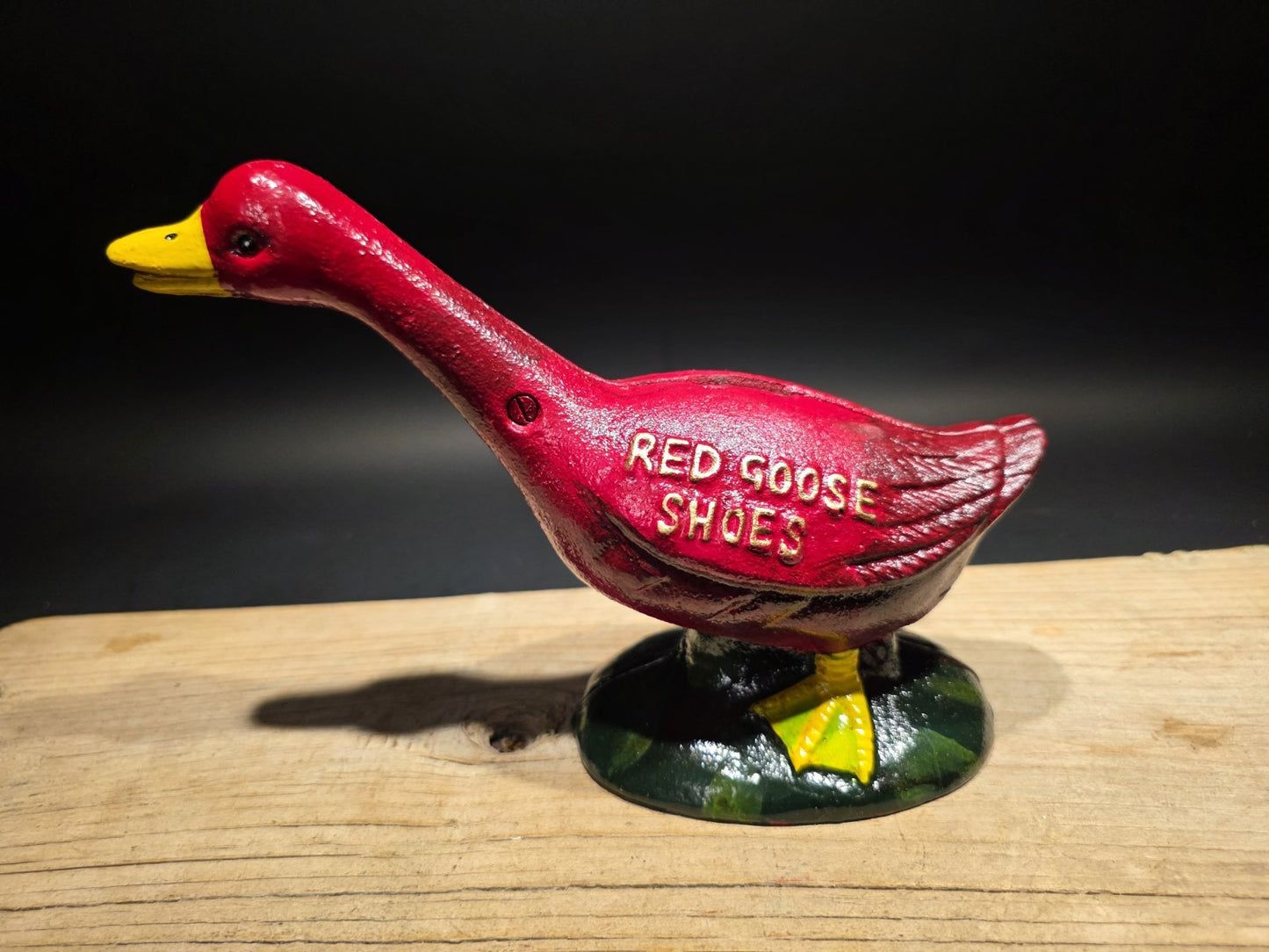 9" Vintage Style Red Goose Shoes Cast Iron Goose Bank  Advertising Bank