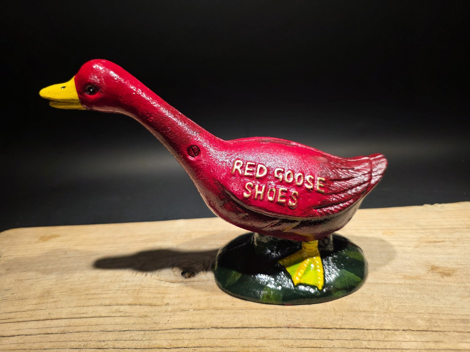 9" Vintage Style Red Goose Shoes Cast Iron Goose Bank  Advertising Bank