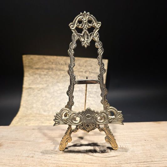 9" Vintage Antique Style Ornate Brass Display Miniature Brass Desk Easel