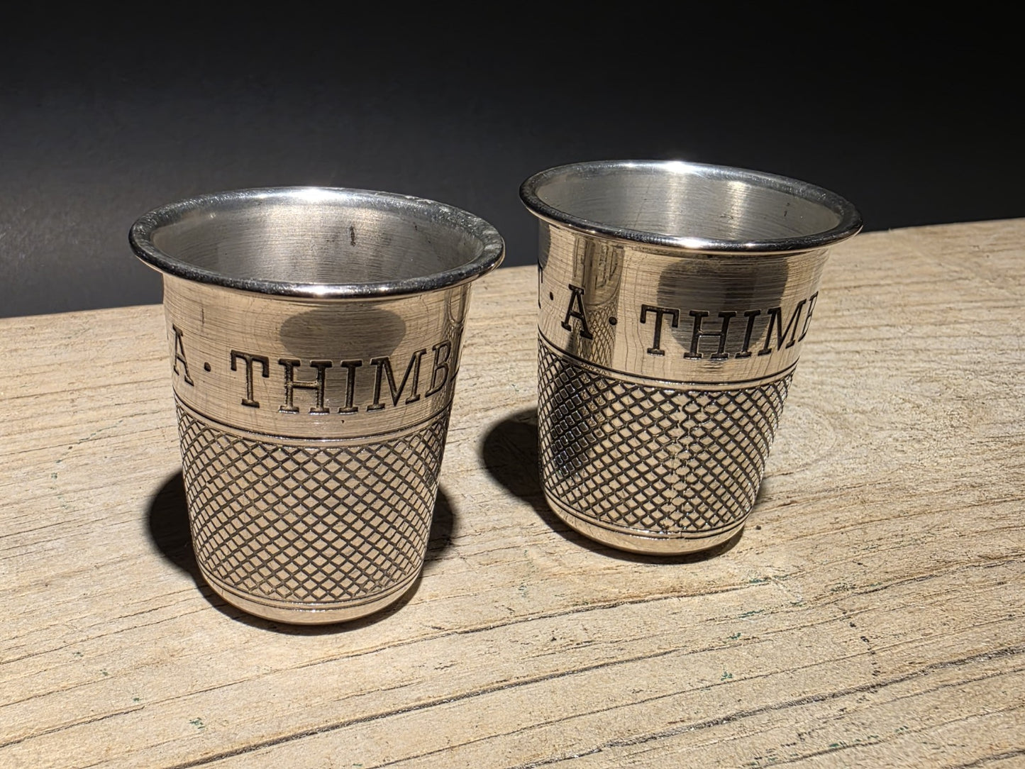 Vintage Style Metal Thimble Shot Glass Set