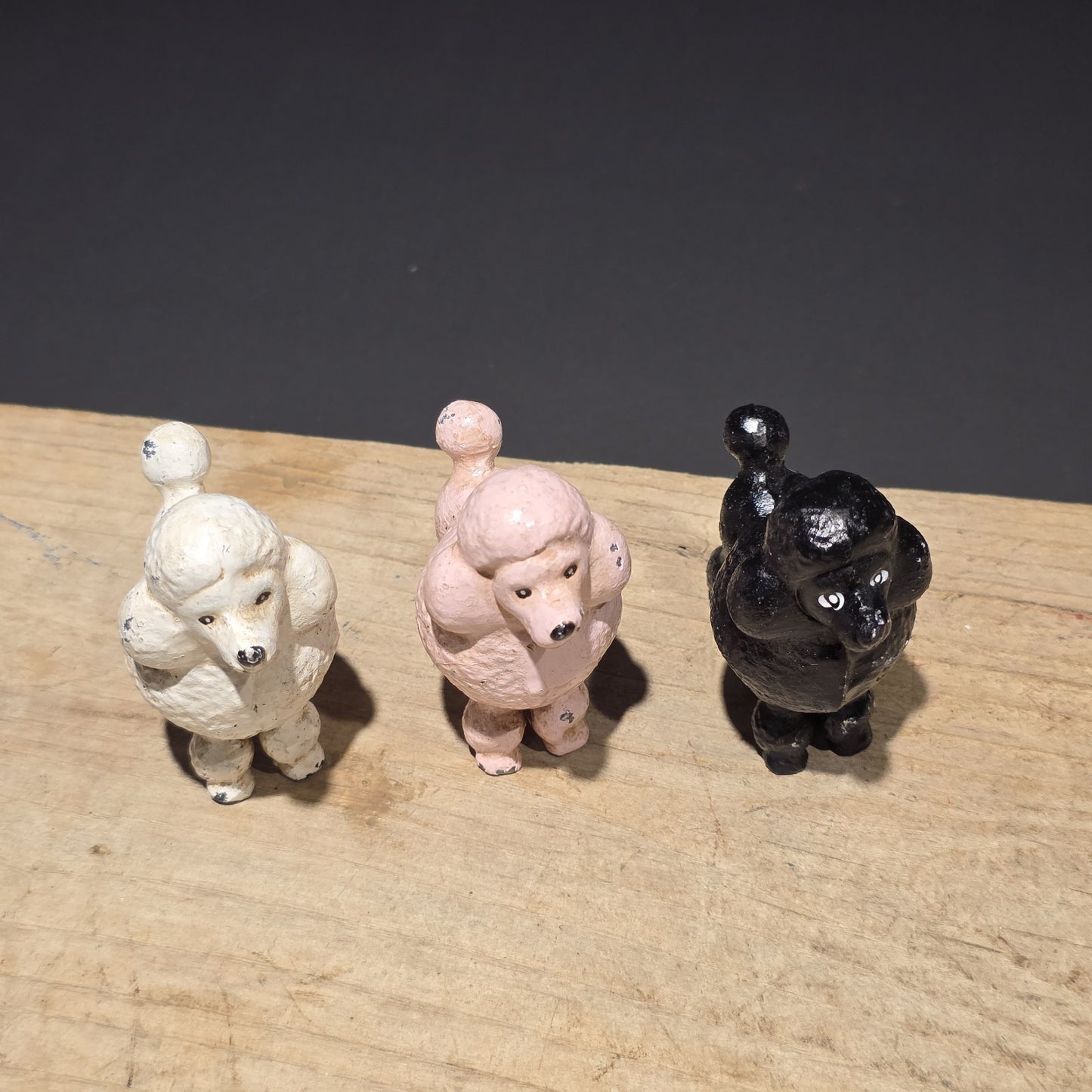 3 Cast Iron Poodle Dog Figurine – Vintage Style Black Poodle Statue
