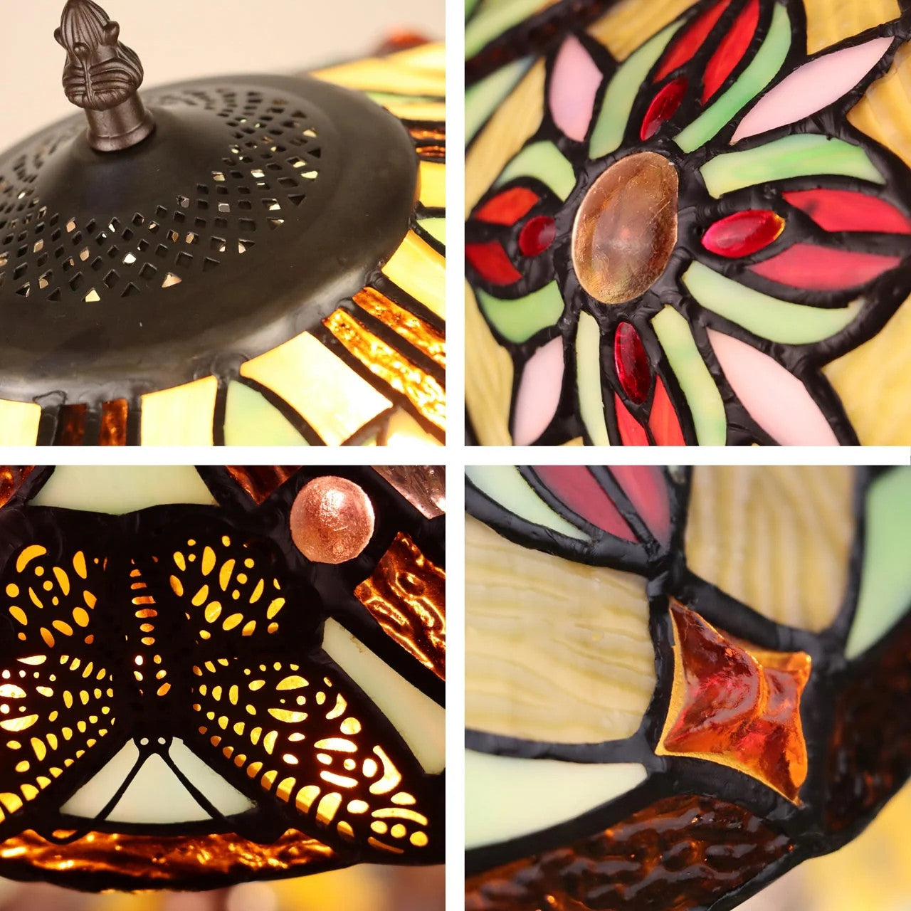 65.5" Antique Vintage Style Stained Glass Floor Lamp