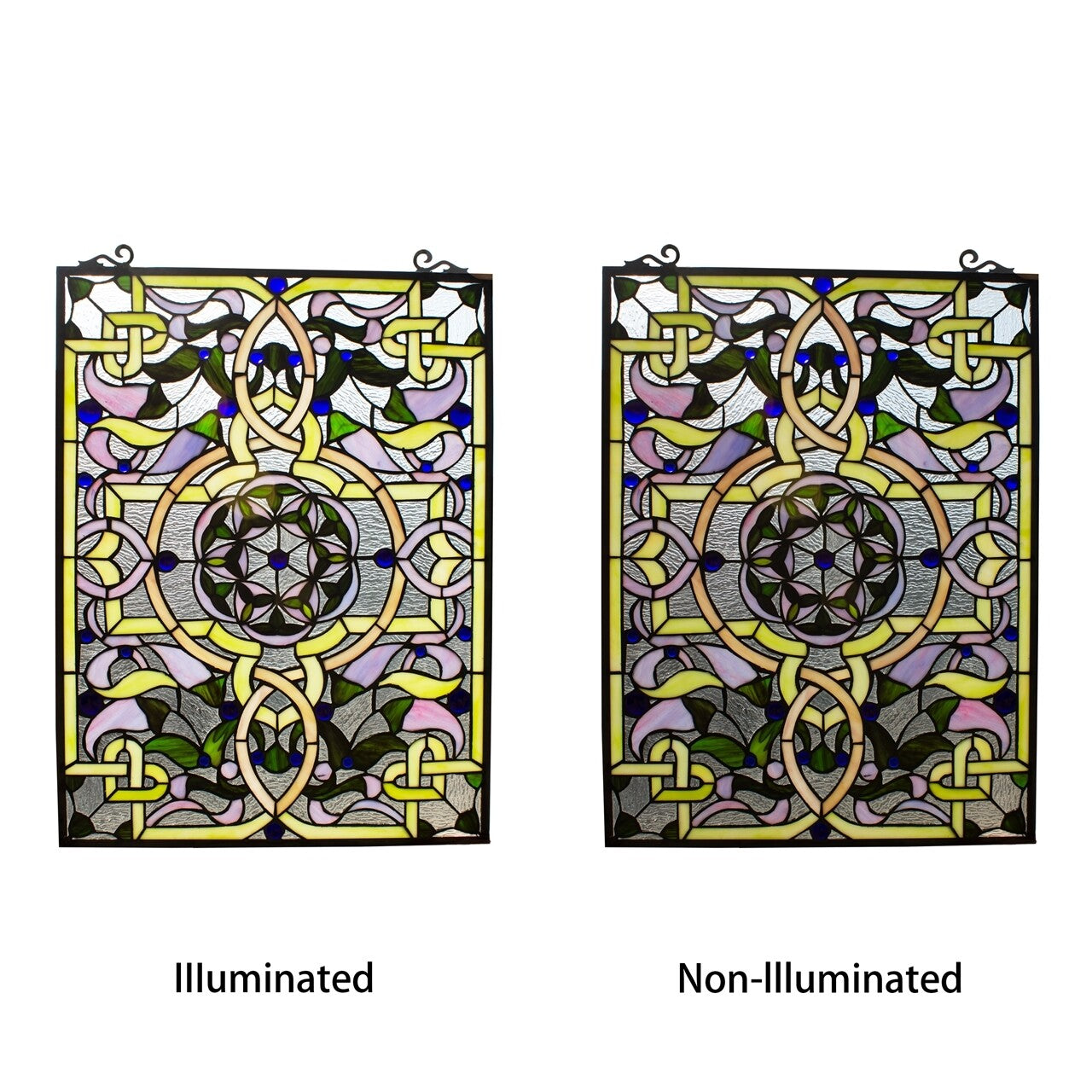 25" Antique Vintage Style Stained Glass Window Hanging Panel Suncatcher