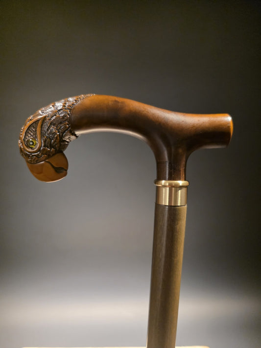36" Antique Style Parrot Head Walking Stick Cane