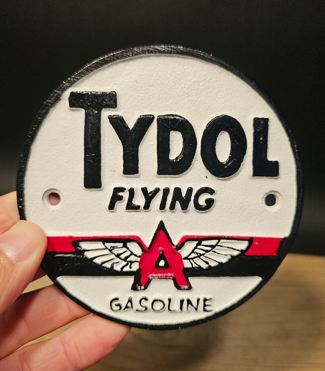 Antique Vintage Style Cast Iron Tydol Flying A Gas Oil Sign Plaque