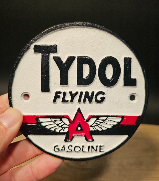Antique Vintage Style Cast Iron Tydol Flying A Gas Oil Sign Plaque