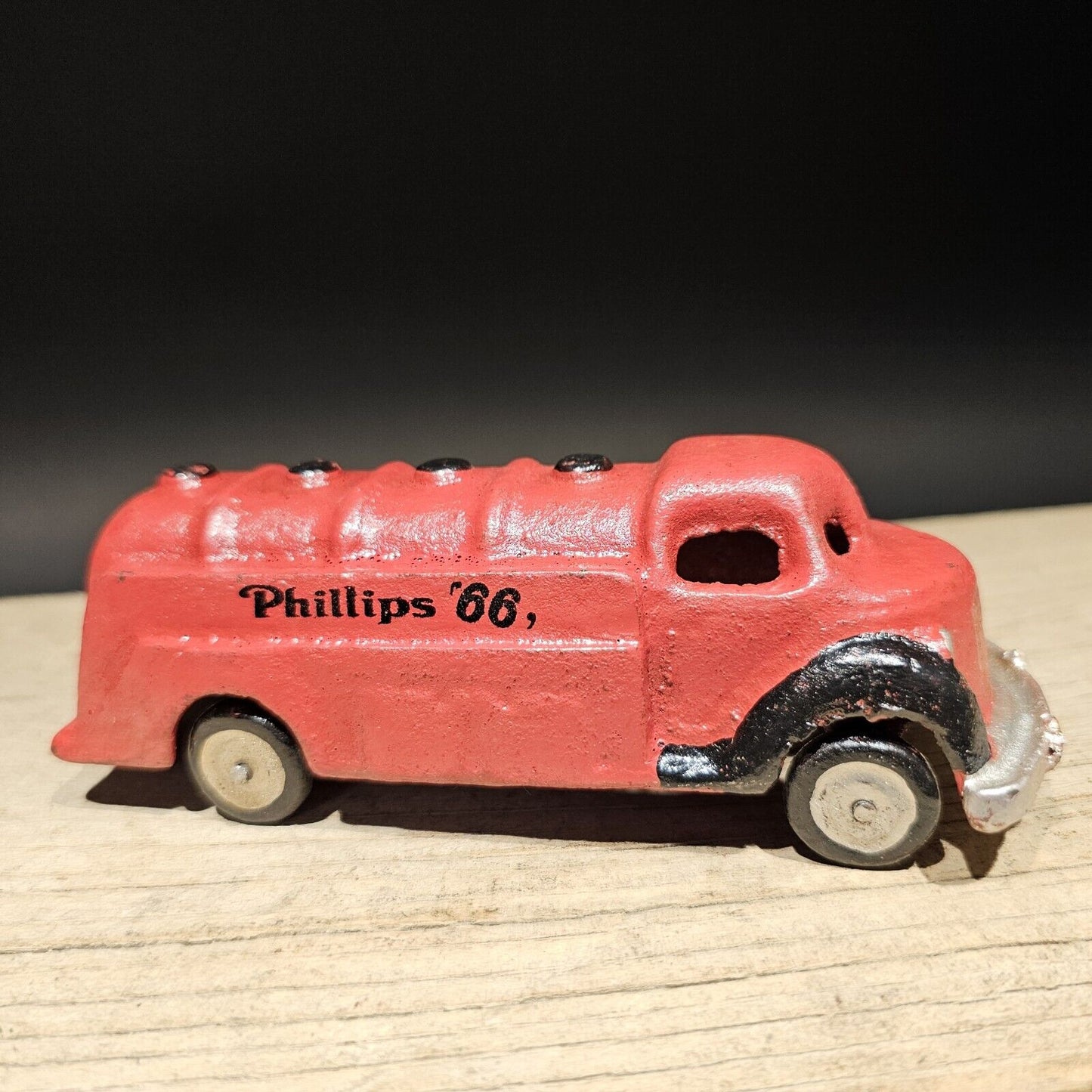 Vintage Style Red Cast Iron Toy Phillips 66 Car Delivery Van