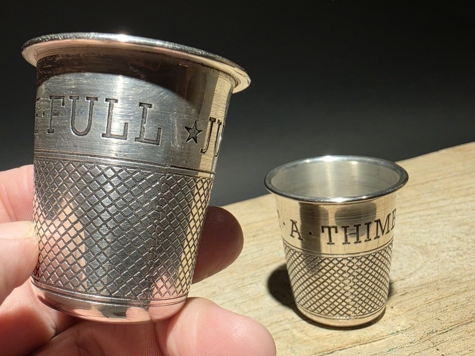 Vintage Style Metal Thimble Shot Glass Set
