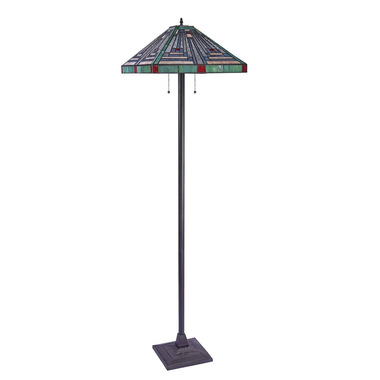 65.6" Antique Vintage Style Stained Glass Mission Floor Lamp