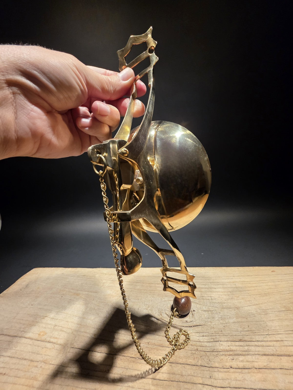 11" Antique Vintage Style Wall Mount Brass Pull Chain Door Bell