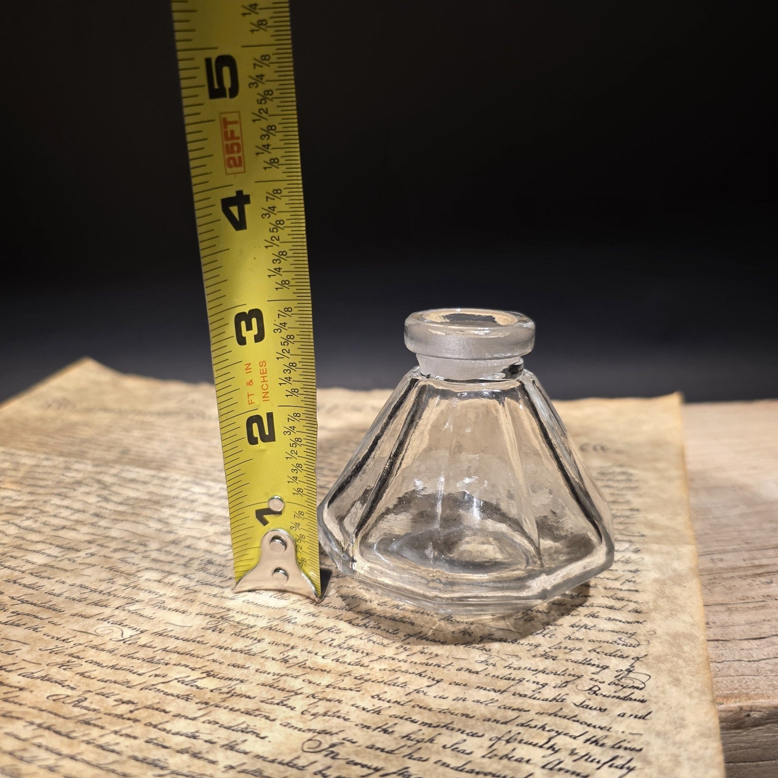 3" Antique Style Glass Inkwell Desk Ink Bottle Writing Accessory