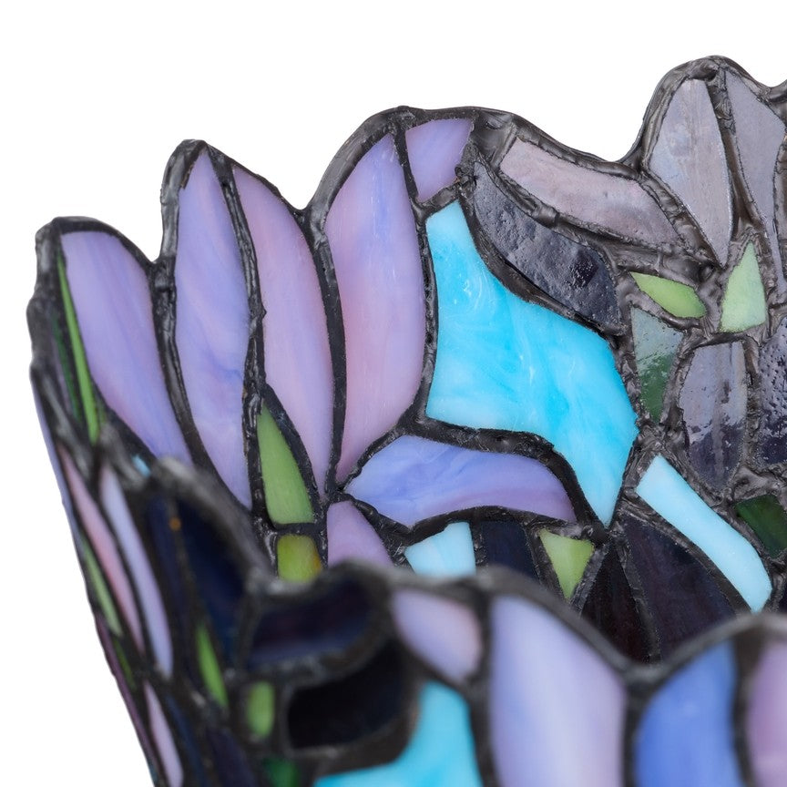 13.5"H Stained Glass Iris Up Light Table Lamp