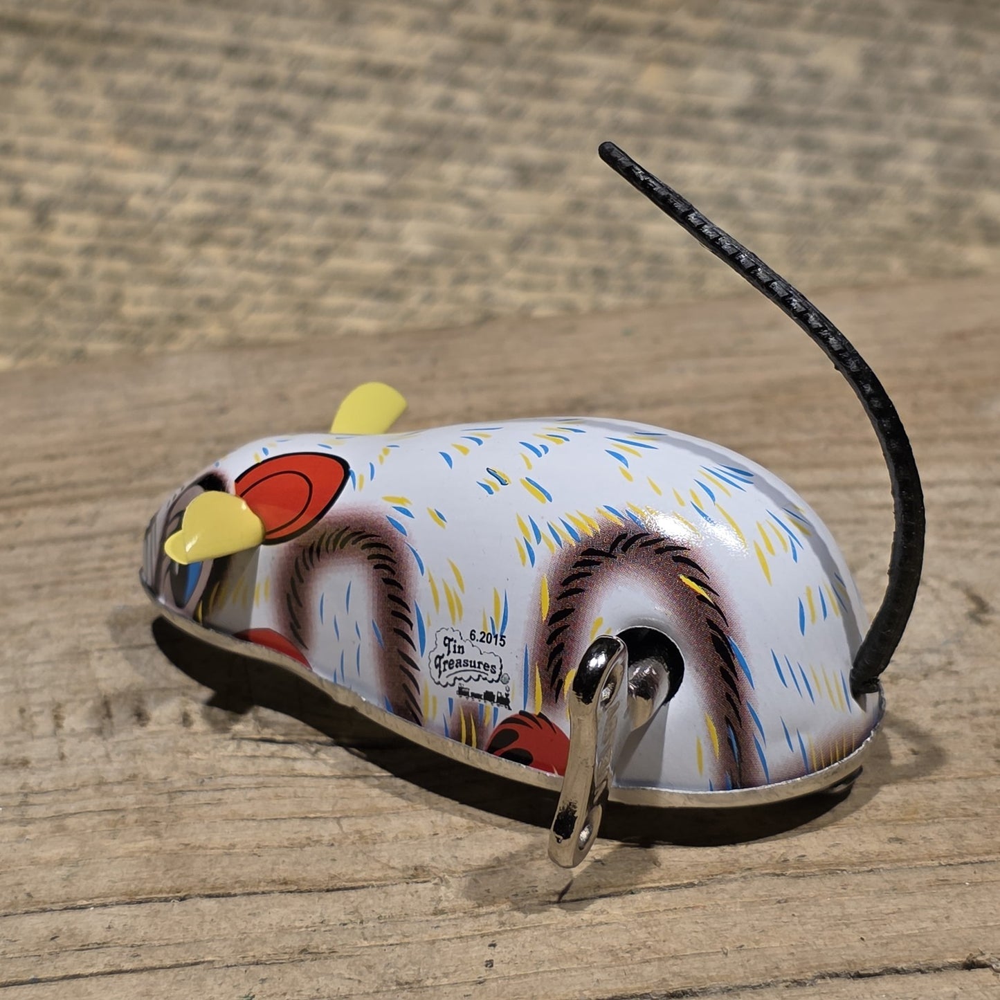 New Vintage Tin Litho Mouse Toy  Wind Up Mechanical Mouse