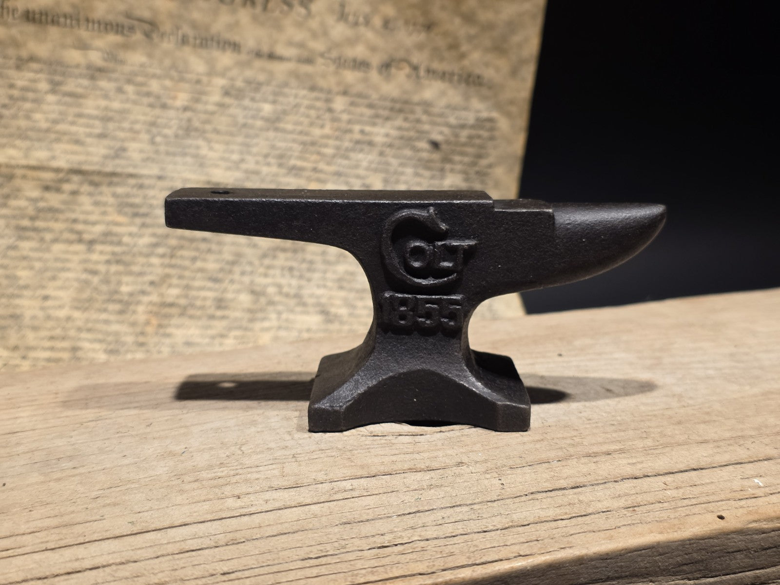 6" Vintage Style Colt 1855 Miniature Anvil Cast Iron Gunsmith Paperweight