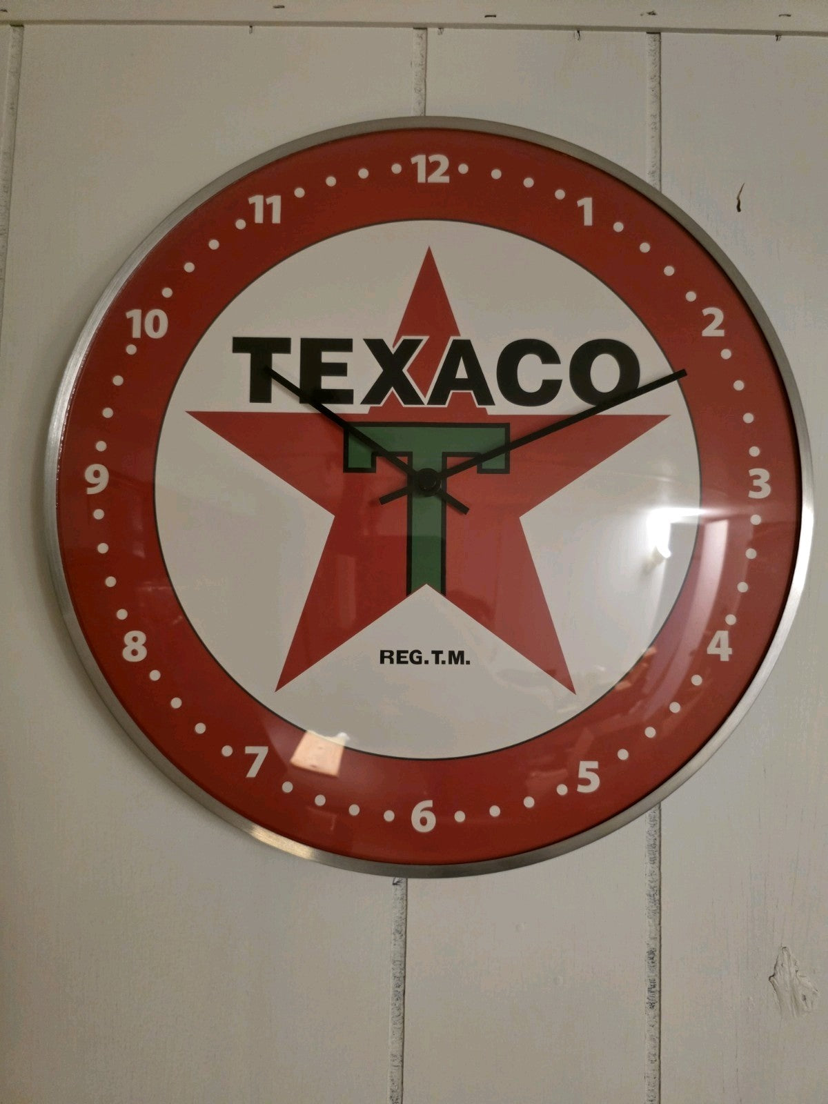 12" Antique Vintage Style Round Texaco Gasoline Oil Wall Clock Sign