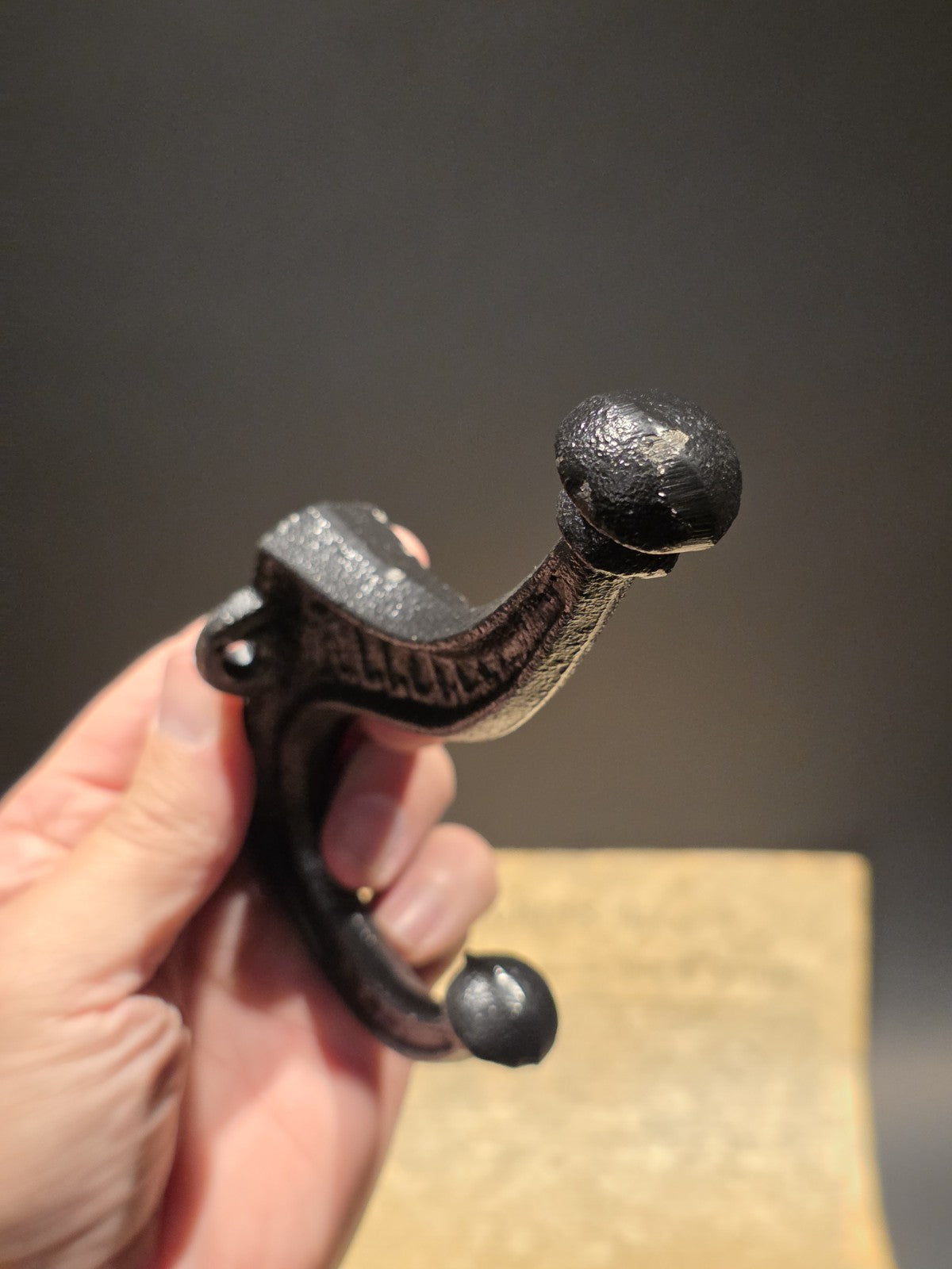 Vintage Style Black Cast Iron Wall Hook Hat & Coat Hanger