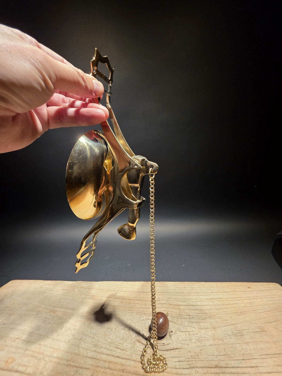 11" Antique Vintage Style Wall Mount Brass Pull Chain Door Bell