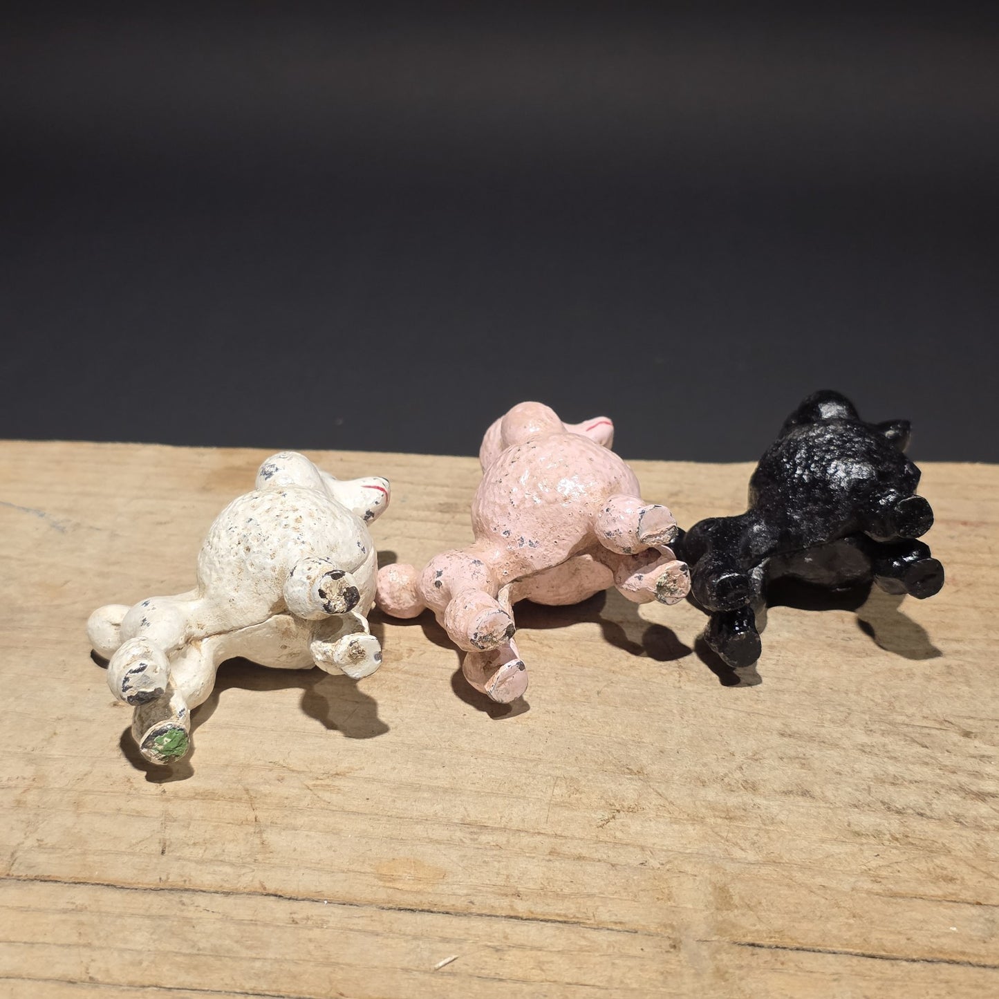 3 Cast Iron Poodle Dog Figurine – Vintage Style Black Poodle Statue