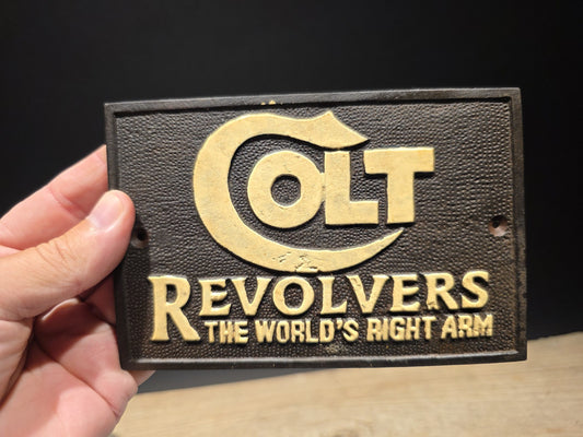 6 1/4" Antique Vintage Style Cast Iron Colt Plaque Sign