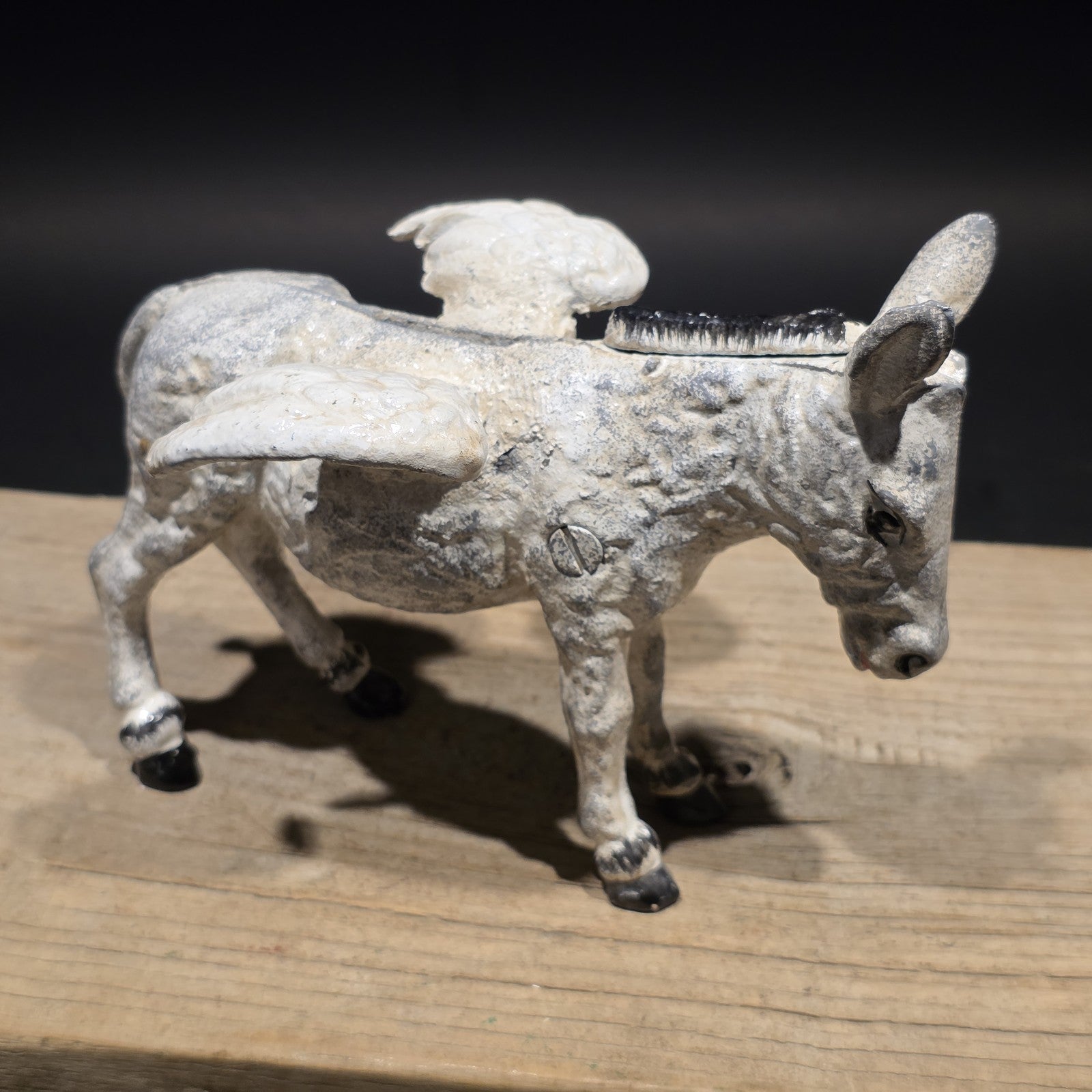 Antique Vintage Style Cast Iron Flying Donkey Coin Bank
