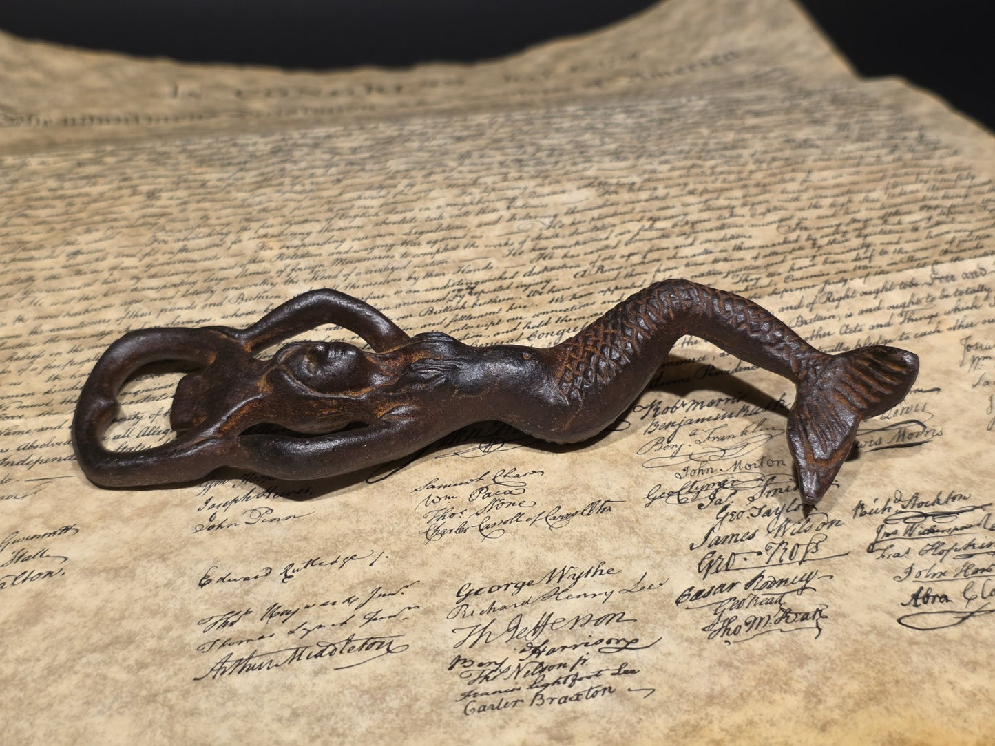 7" Vintage Style Cast Iron Mermaid Bottle Opener Coastal Bar Tool