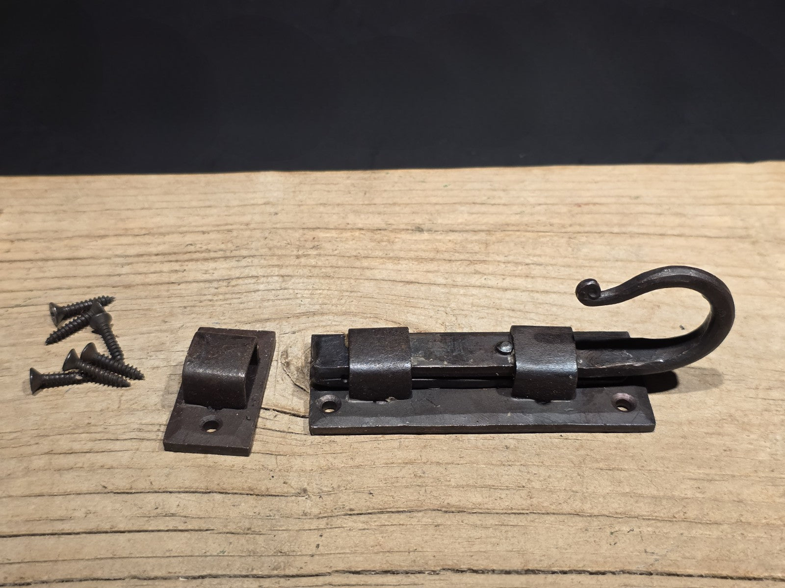 Antique Style Hand Forged Wrought Iron Slide Latch Rustic Barrel Bolt