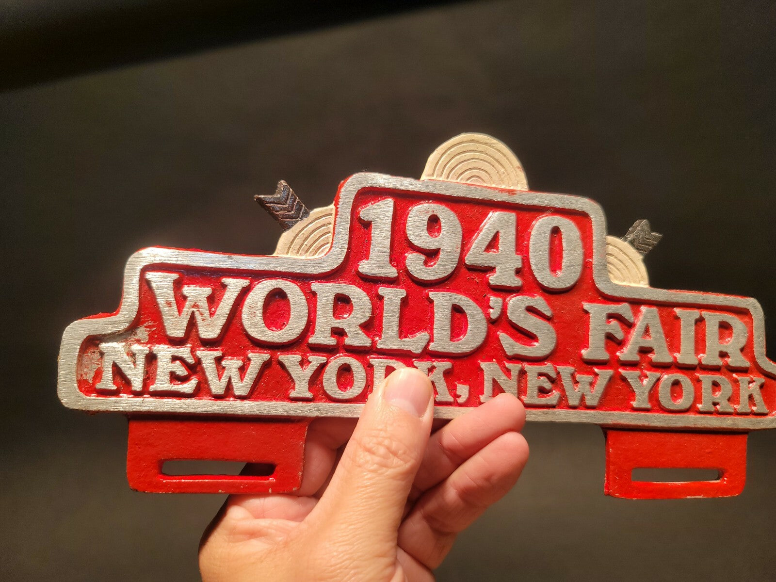 Vintage Antique Style 1940 World's Fair New York License Plate Frame Topper
