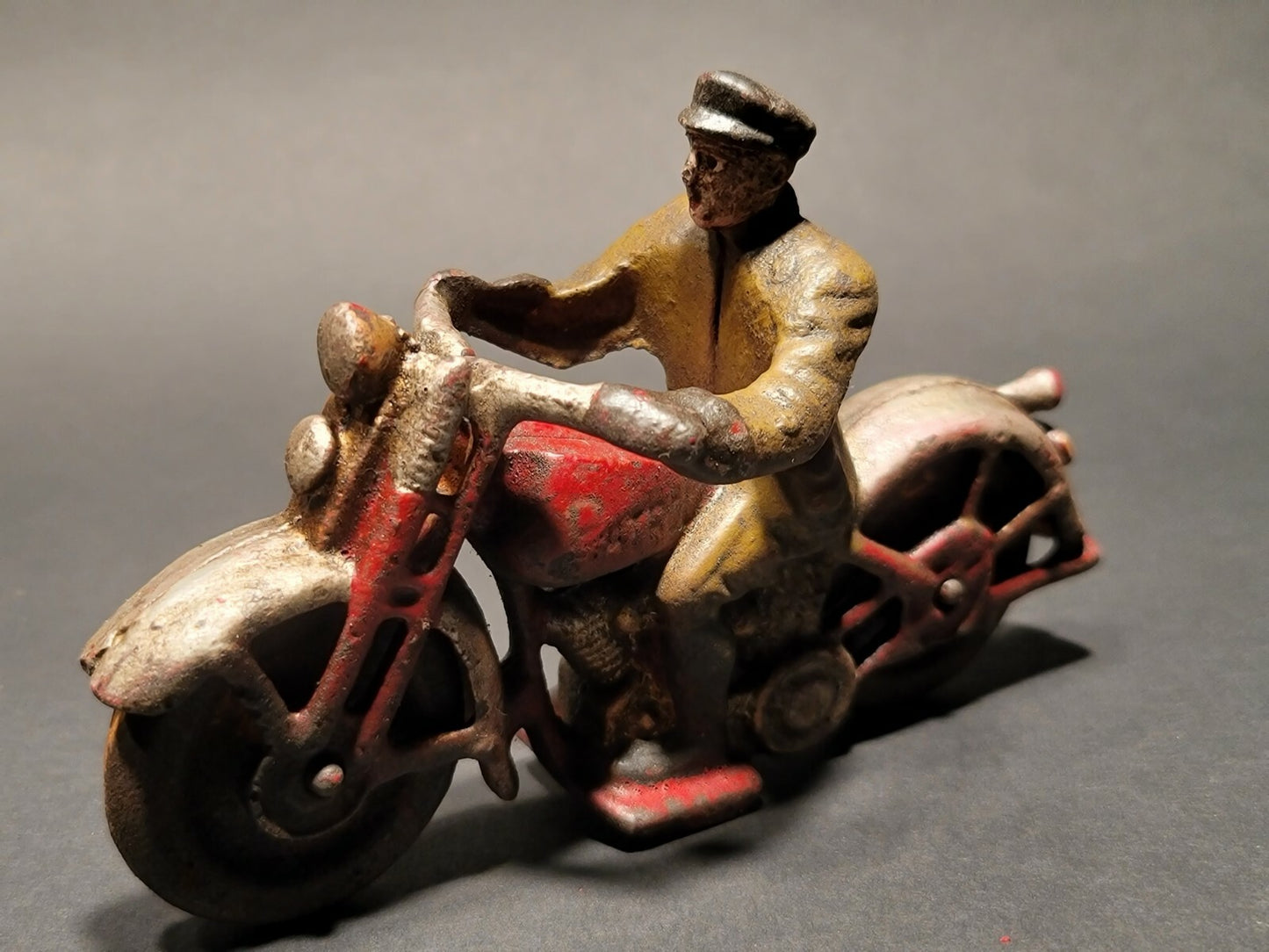 Antique Vintage Style Cast Iron Toy Motorcycle Police Patrol Rider 