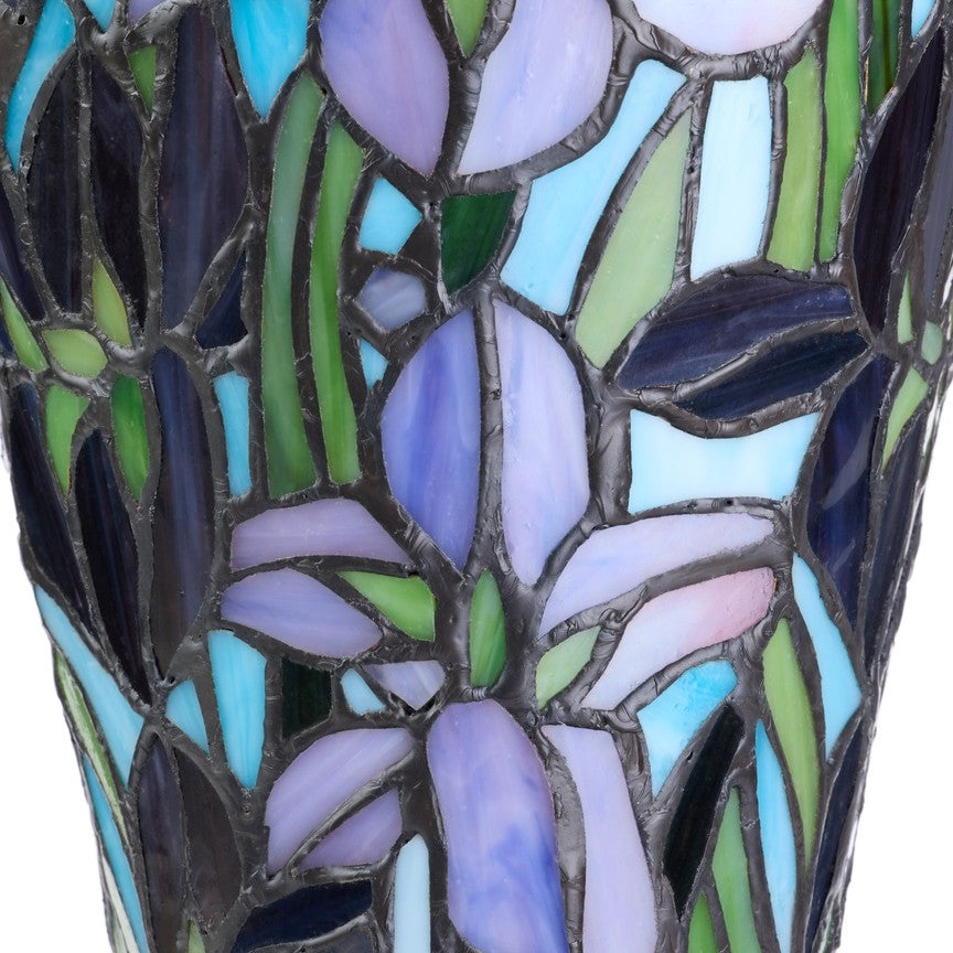 13.5"H Stained Glass Iris Up Light Table Lamp