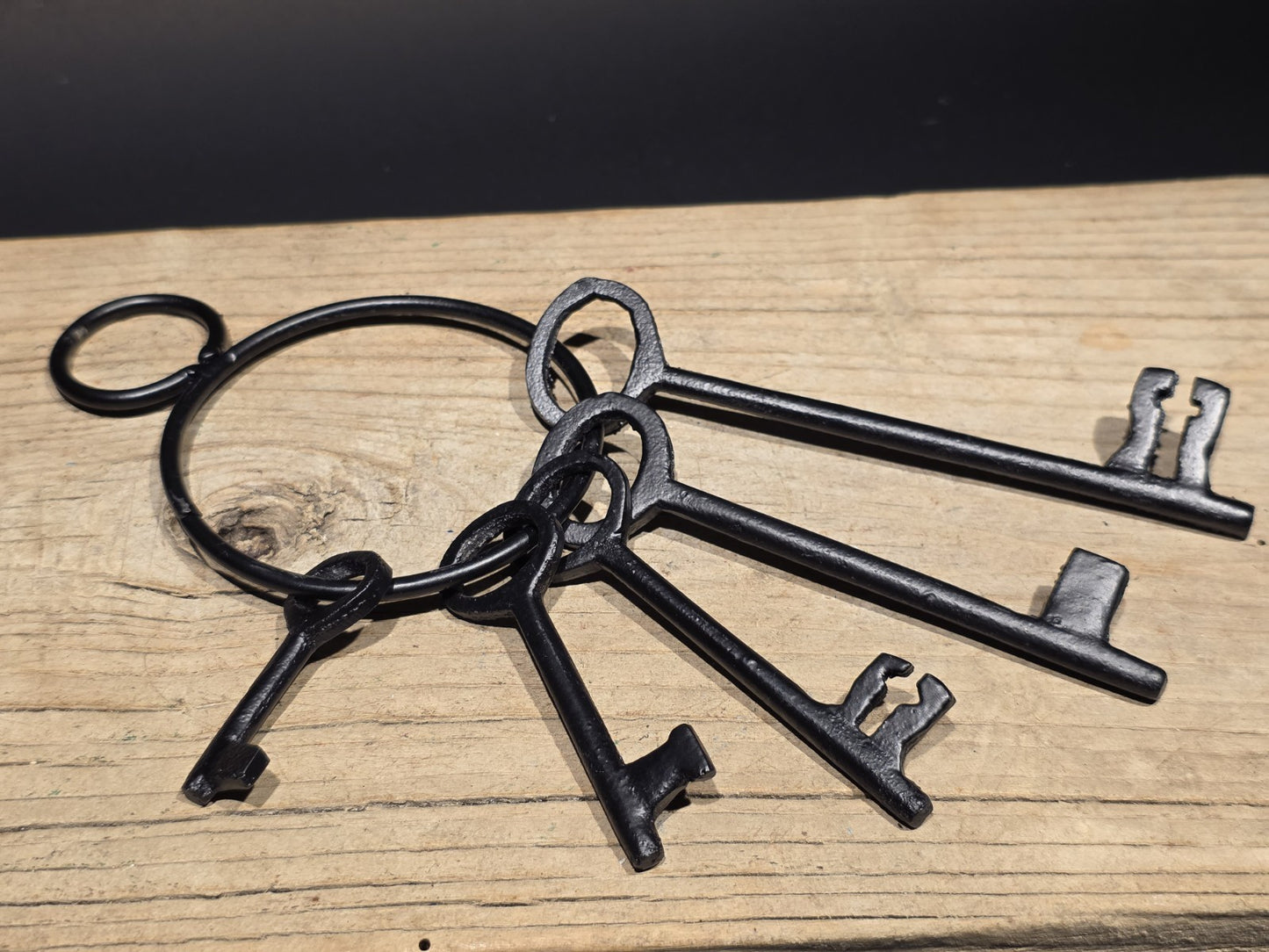 6" Antique Style Iron Large Skeleton Key Ring Set