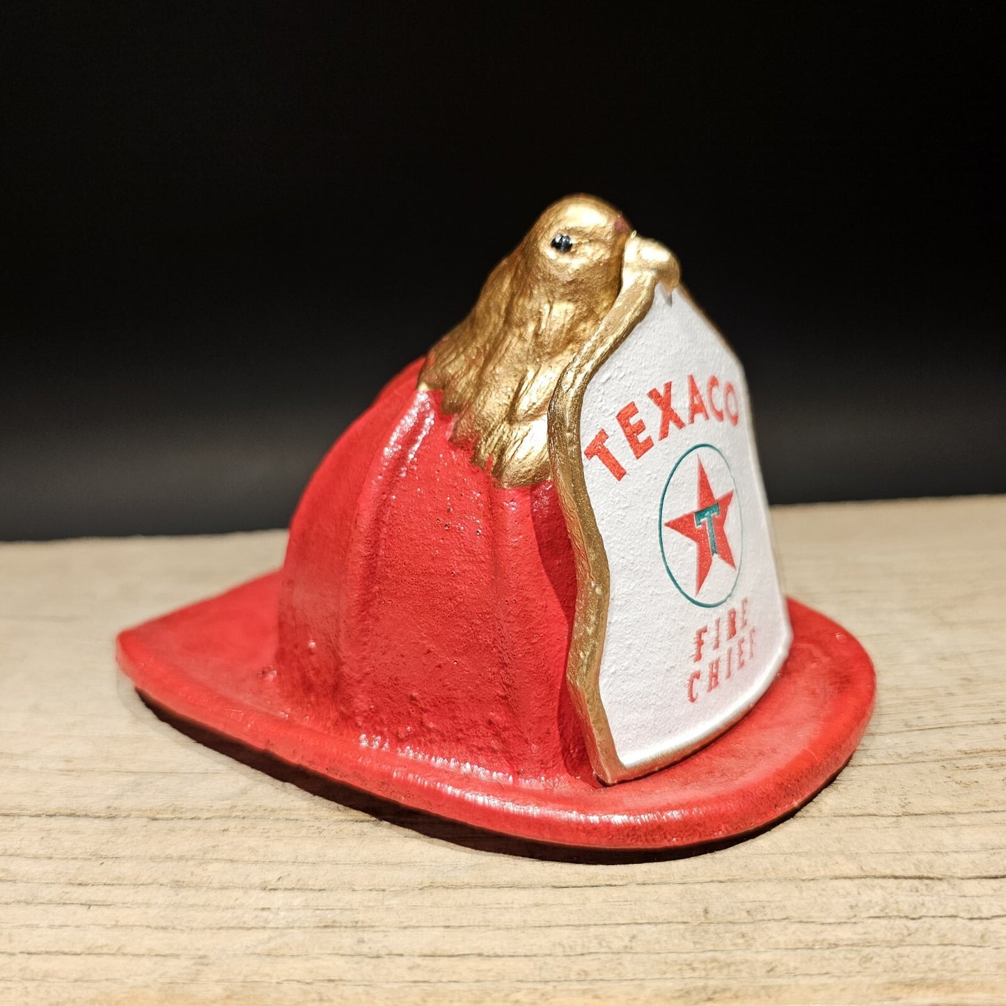 Antique Style Miniature Cast Iron Texaco Fireman Helmet