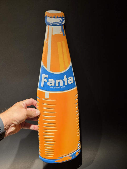 22" Vintage Style Metal Die Cut Fanta Bottle Sign