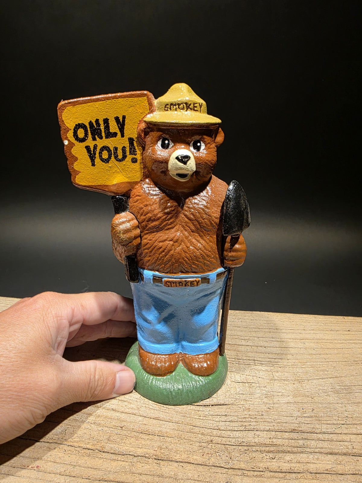 8" Antique Vintage Style Cast Smokey The Bear Coin Bank