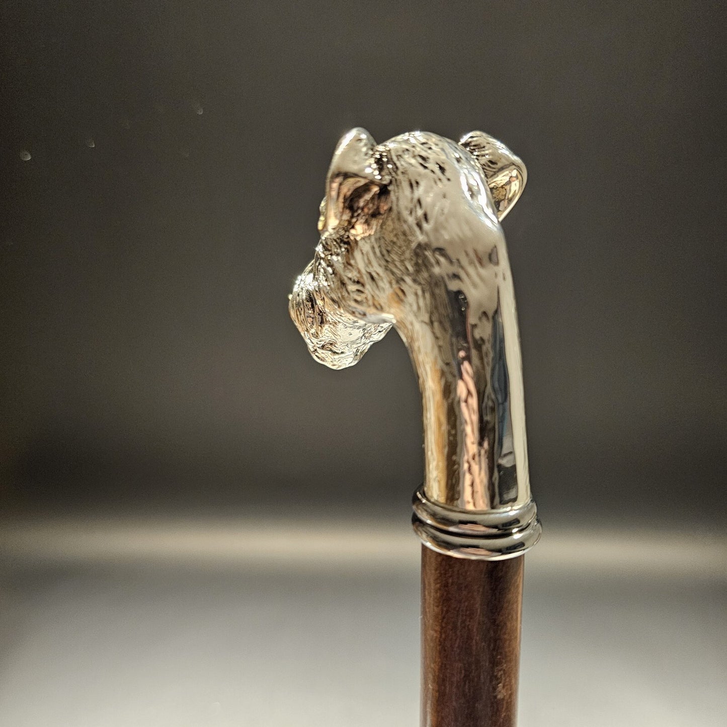 36" Antique Style Fox Terrier Dog Head Walking Stick Cane