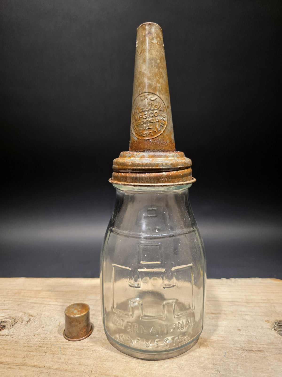 1930s Style Glass Farmall Oil Bottle w Spout