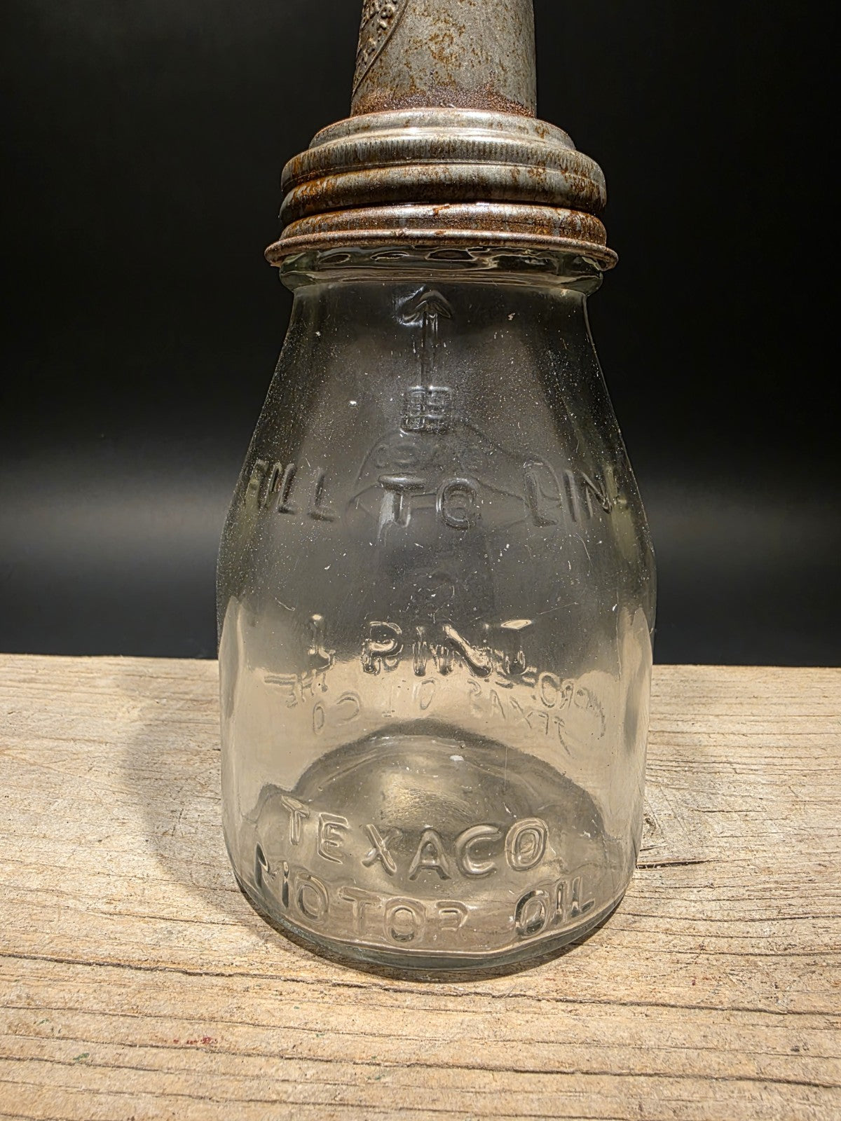 11" Vintage Style Glass Texaco Oil Bottle w Spout