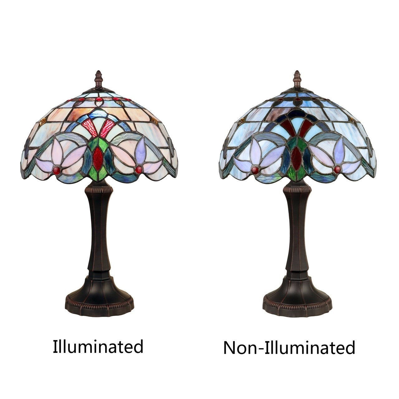 18" 1 light Antique Style Stained Glass Table Lamp