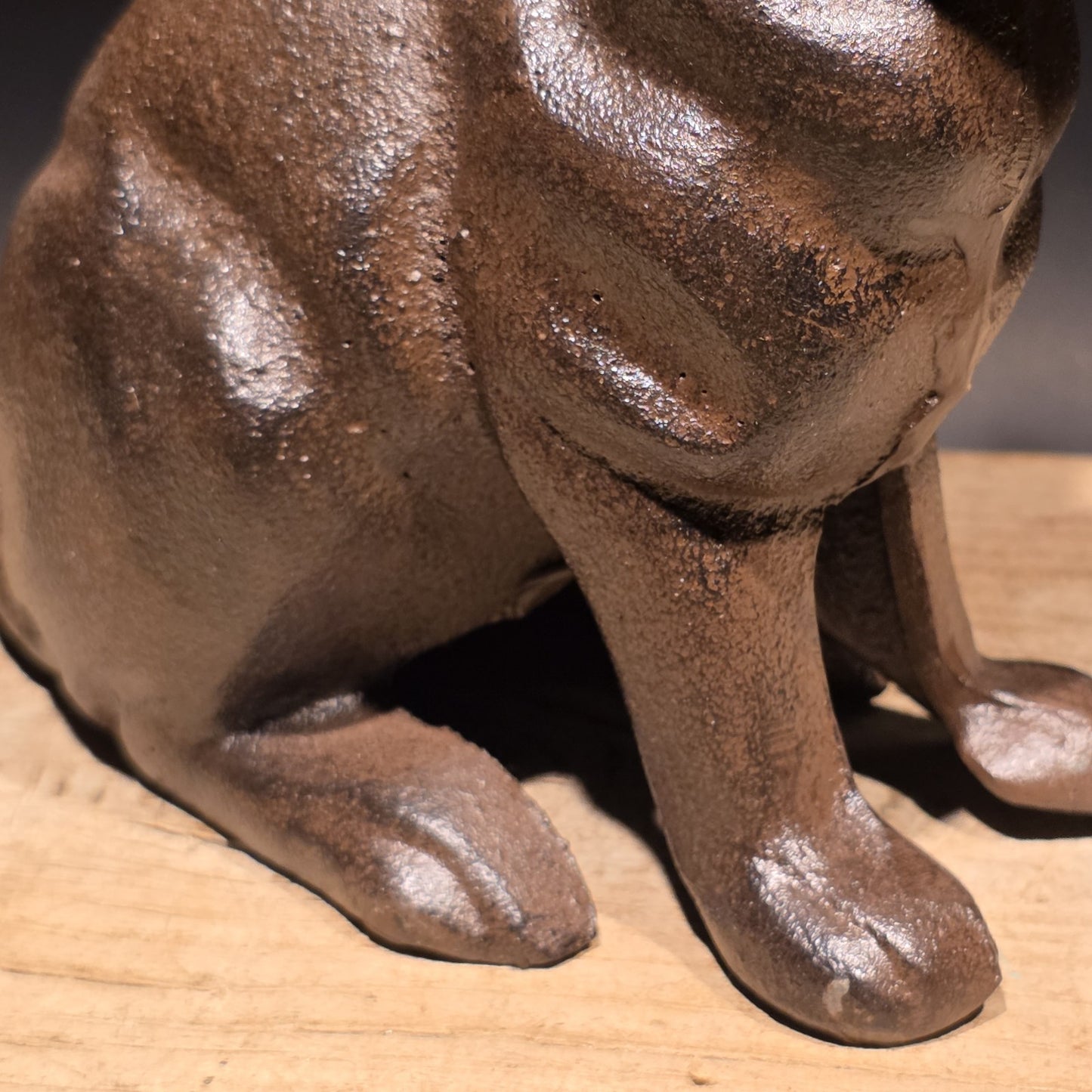 10" Antique Style Cast Iron Rabbit Door Stop Hare Statue