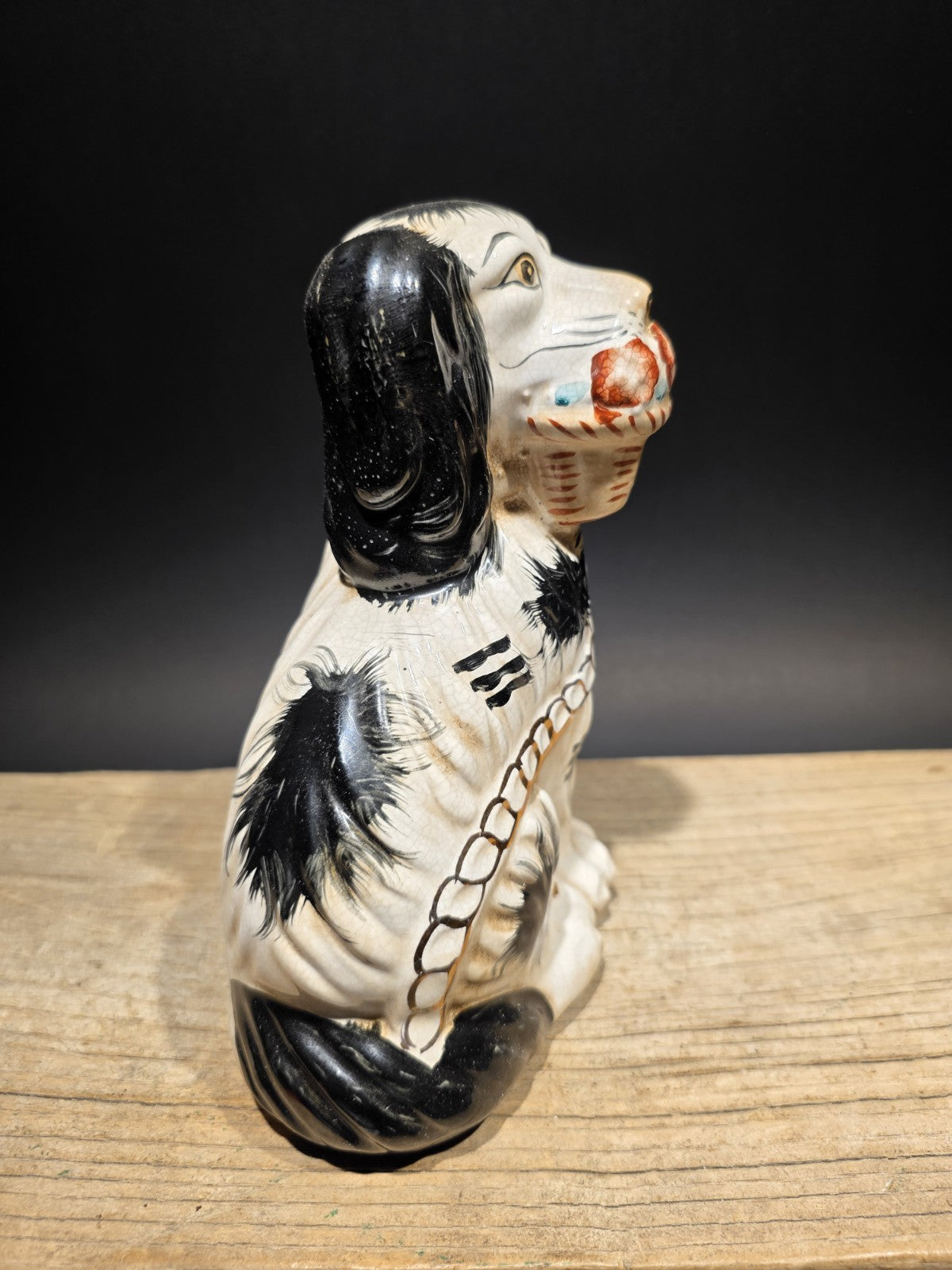 8" Antique Vintage Style Staffordshire Spaniel Dog Figurine