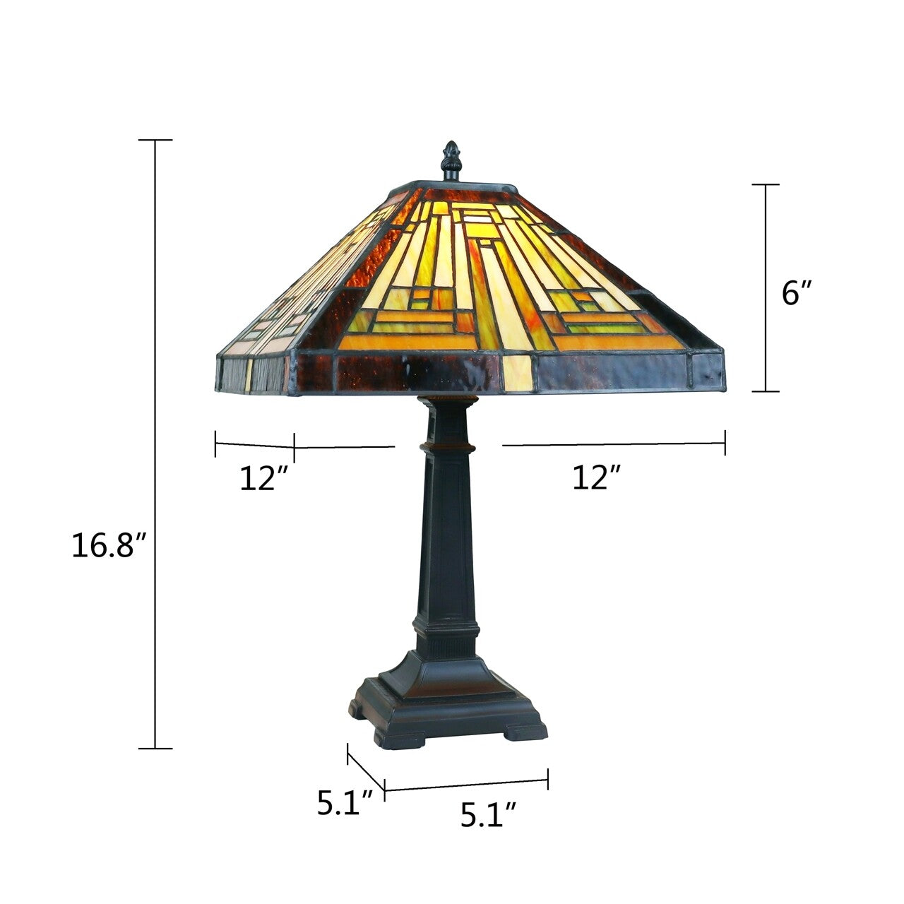 16.8" 1 light Antique Vintage Style Stained Glass Mission Table Lamp