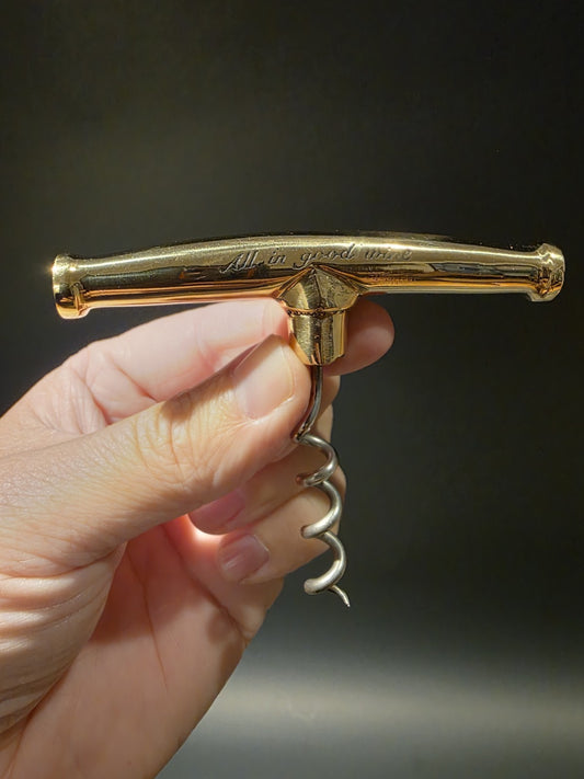 Vintage Style Brass & Iron Corkscrew Engraved