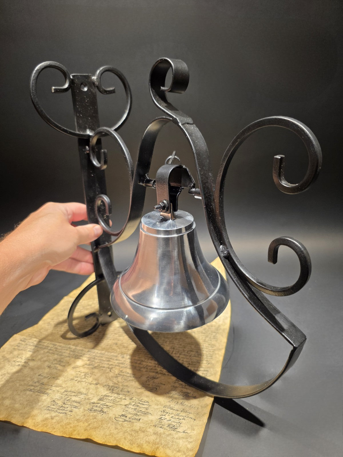 Antique Style Wrought Iron Scrollwork Wall Mounted Garden/Home Bell