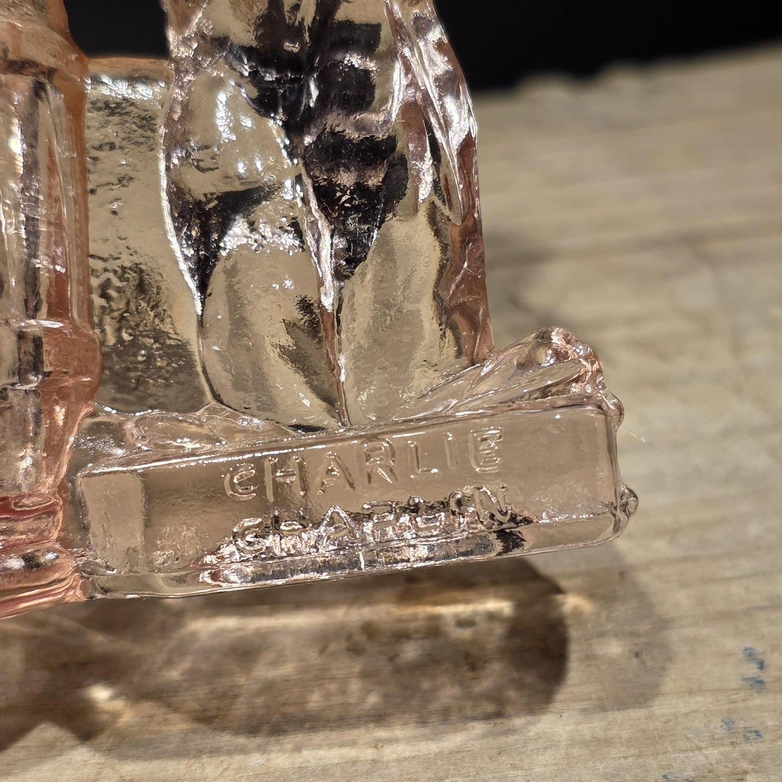 Charlie Chaplin Style Toothpick Holder – Pink Depression Glass Tramp Figure