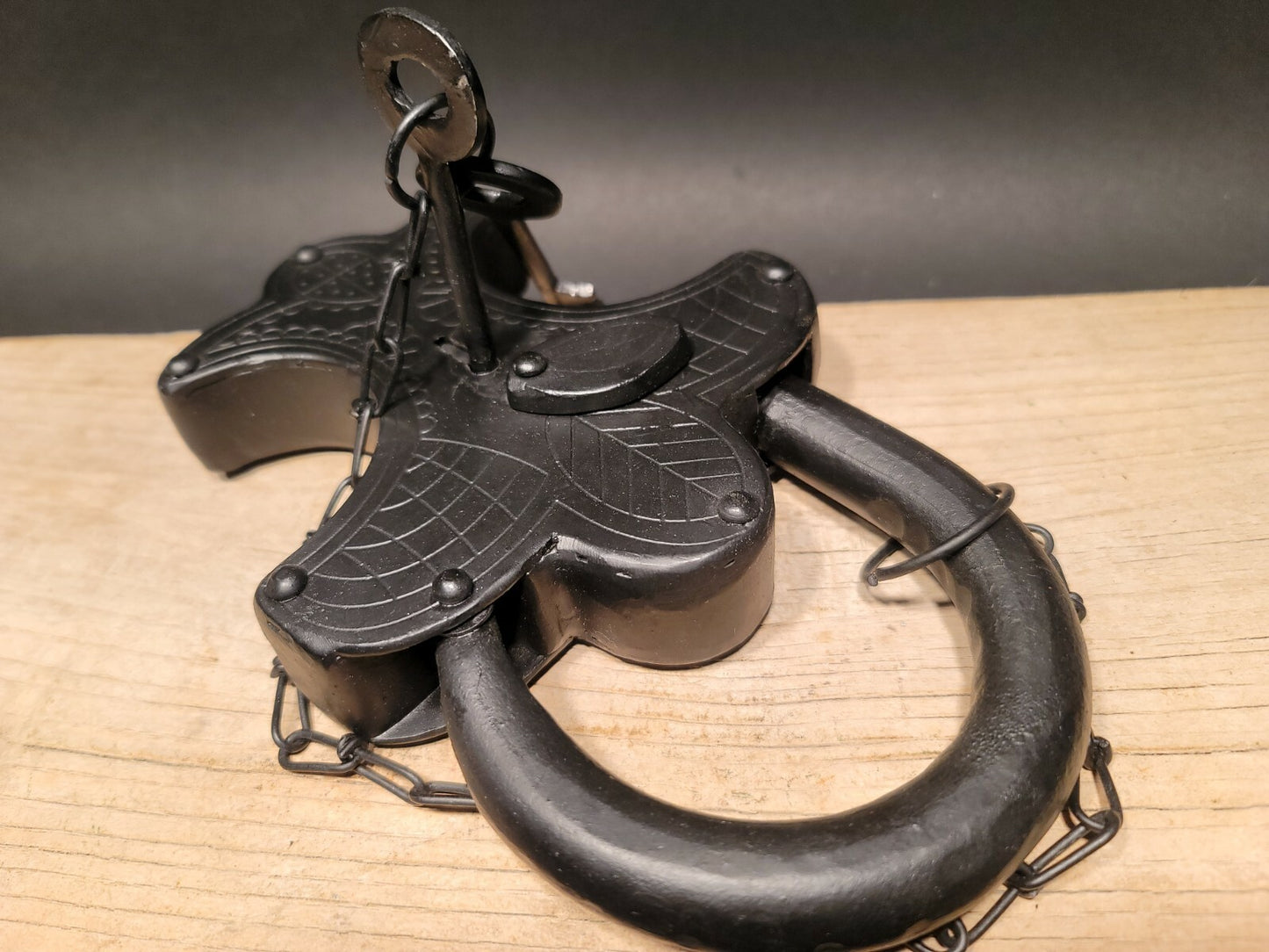 Large 9 1/2" Antique Vintage Style Cast Iron Padlock Lock & Key