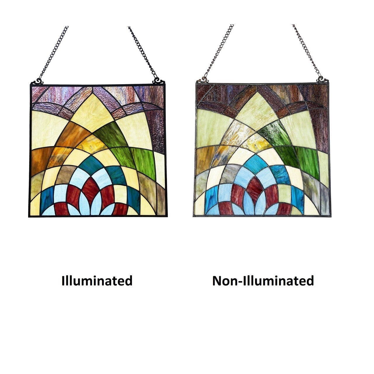 16" Stained Glass Hanging Window Pane Panel Suncatcher