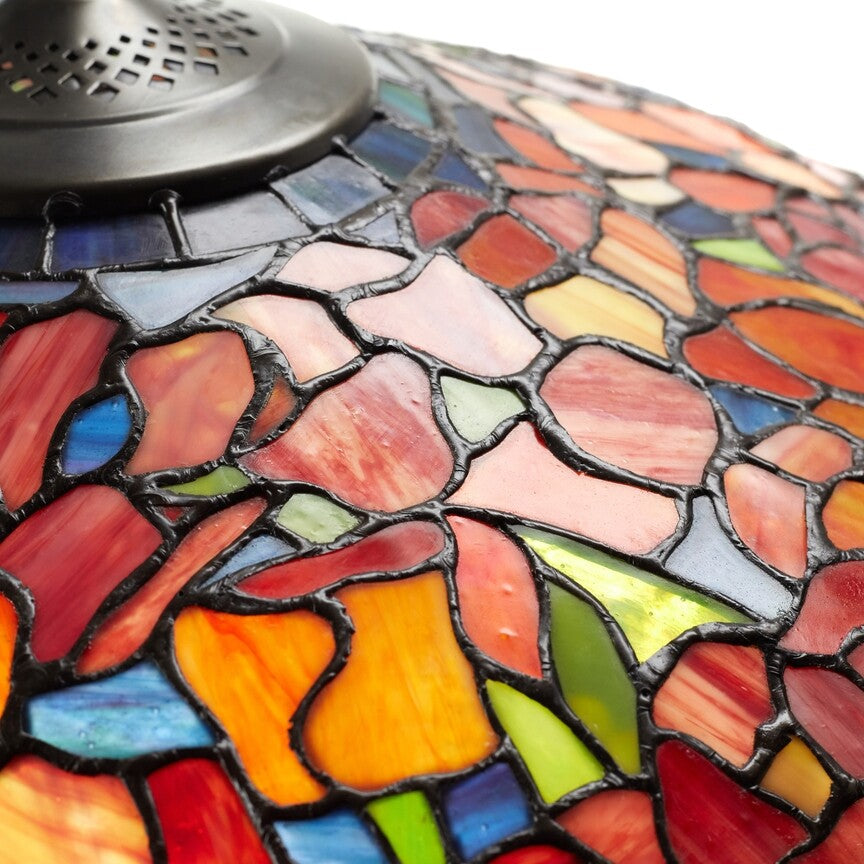 33.25"H Tulip Antique Style Stained Glass Table Lamp
