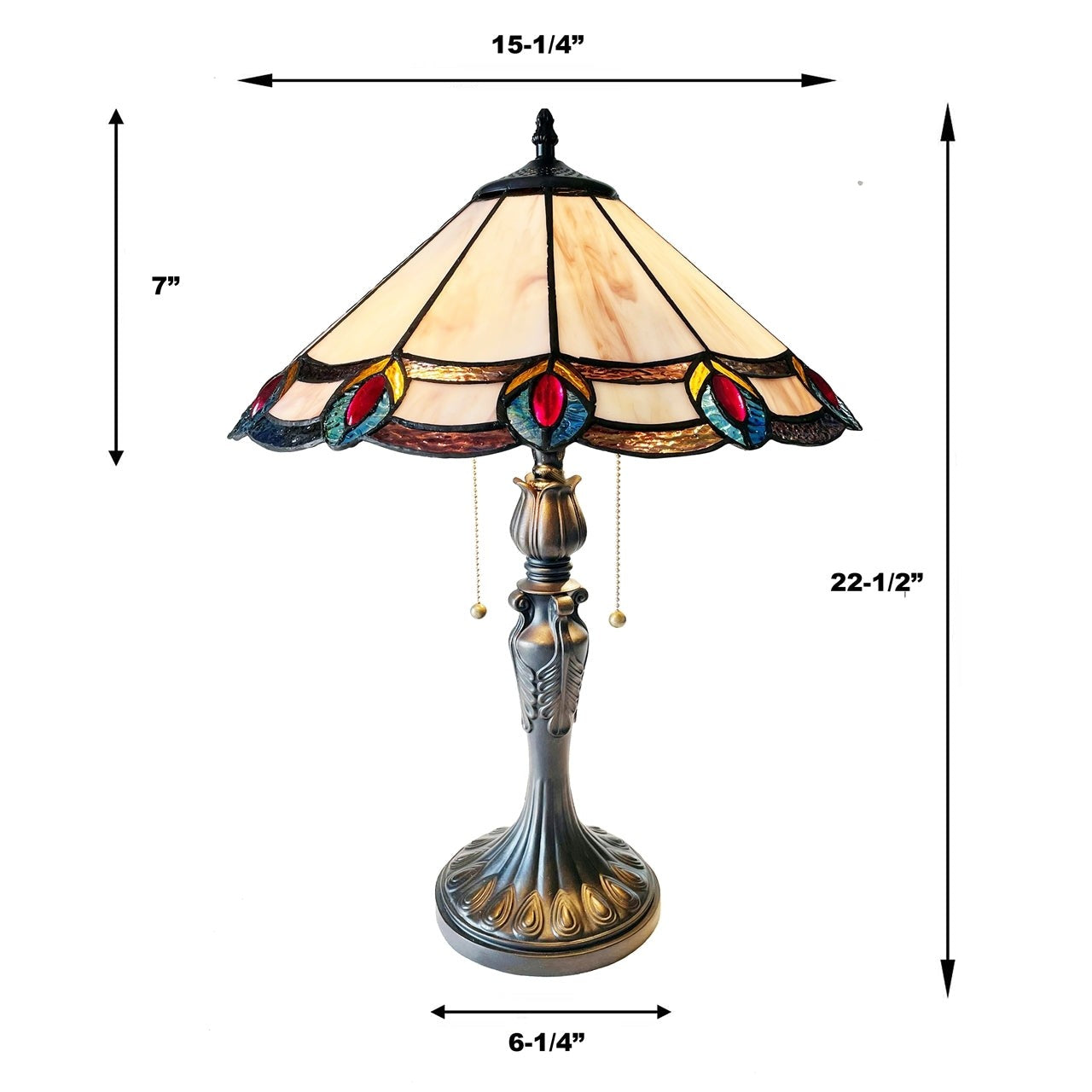 23.5" Antique Vintage Style Peacock Stained Glass Table Lamp