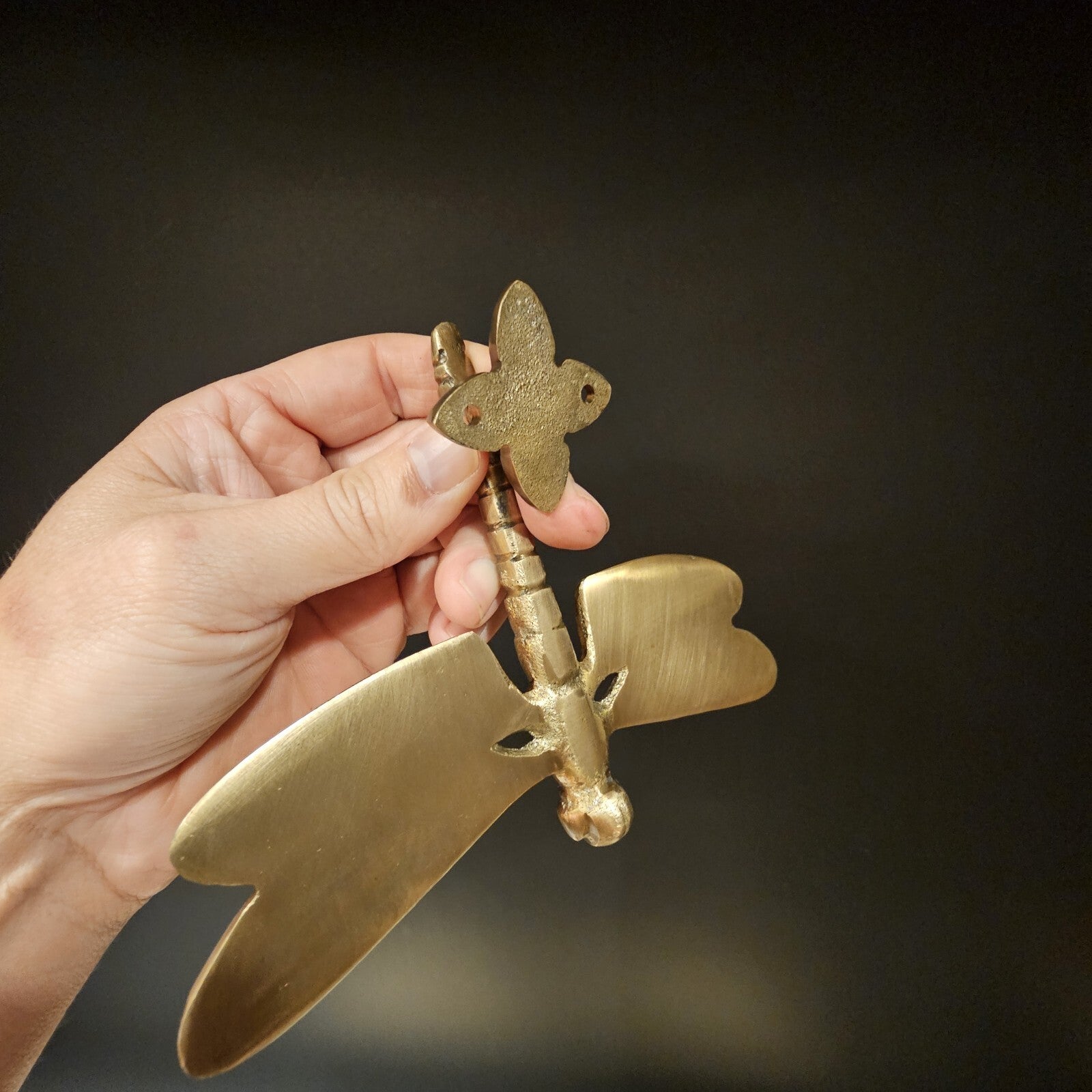 6-1/4" Antique Vintage Style Brass Dragonfly Door Knocker