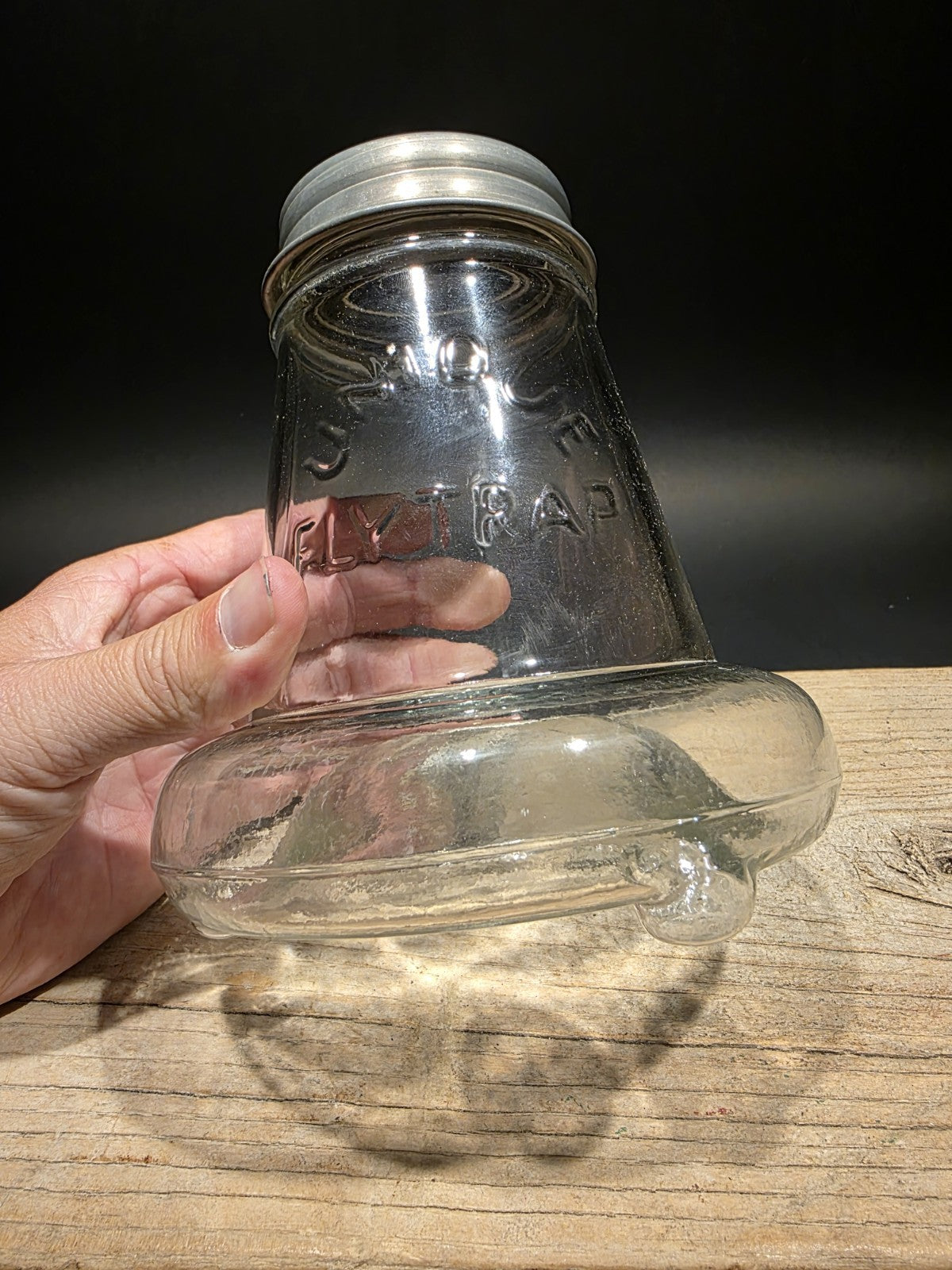 6 1/2" Antique Vintage Style Table Top Blown Glass Fly Wasp Insect Trap Catcher