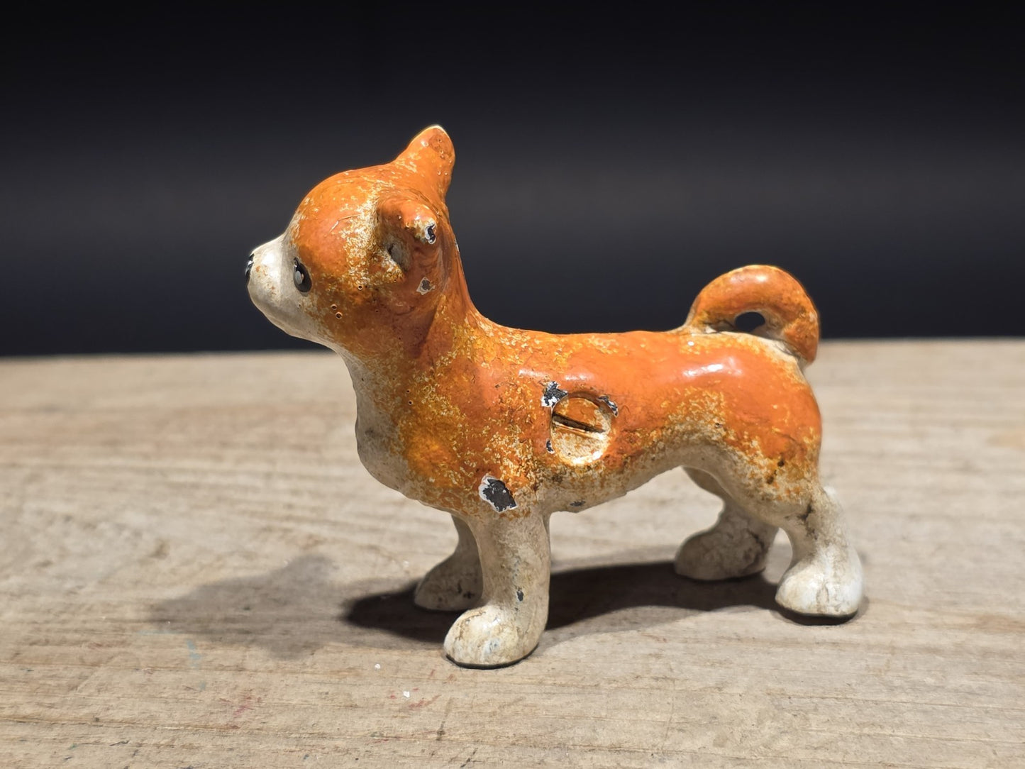 Vintage Antique Style Miniature Cast Iron Chihuahua Dog Figurine Dog